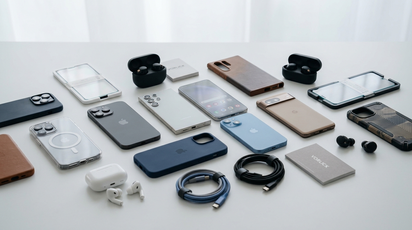 Celulares e acessórios: fones sem fio, carregador e cabo USB-C